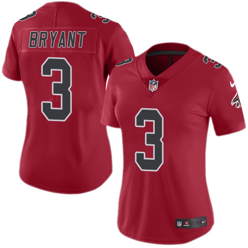 Nike Falcons #3 Matt Bryant Red Women's Stitched NFL Limited Rush Jersey